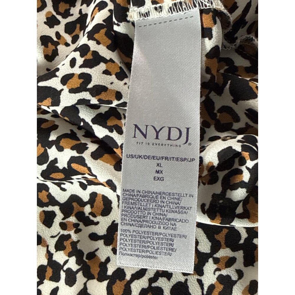 NYDJ Leopard Print Button Down Blouse Xl Professional Workwear Shirt - Picture 5 of 7